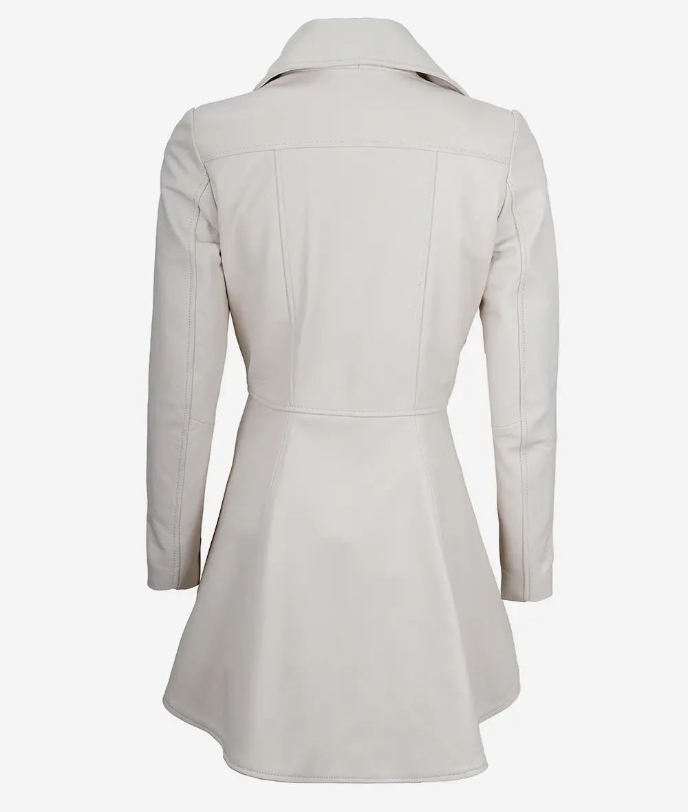 New Stylish Biker Moto Slim Fit Off White Sheepskin Peplum Leather Jacket For Women