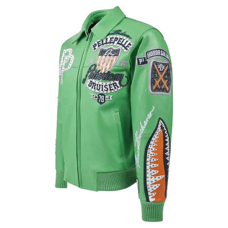 Green Leather Pelle Pelle American Bruiser World Famous Leather Jacket