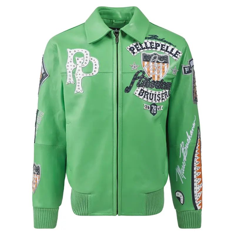 Green Leather Pelle Pelle American Bruiser World Famous Leather Jacket