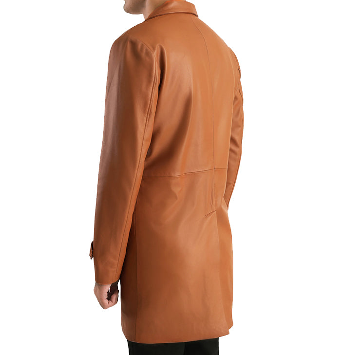 Alistair Men’s Tan Brown Leather Car Coat