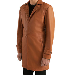 Alistair Men’s Tan Brown Leather Car Coat