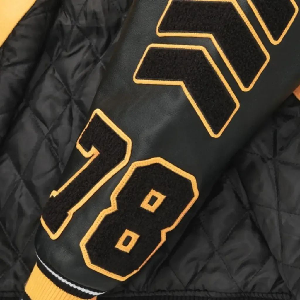 Pelle Yellow Wool & Black Leather Varsity Jacket