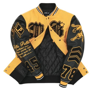 Pelle Yellow Wool & Black Leather Varsity Jacket