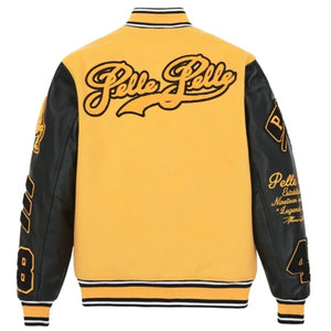 Pelle Yellow Wool & Black Leather Varsity Jacket