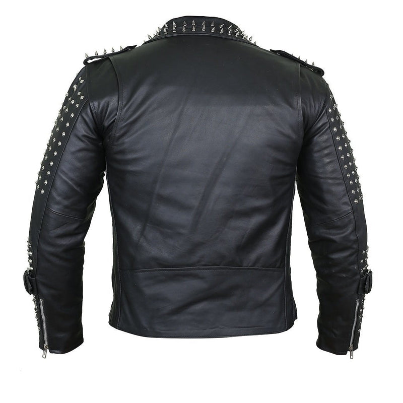 Jaxon Black Leather Jacket with Punk-Inspired Metal Details