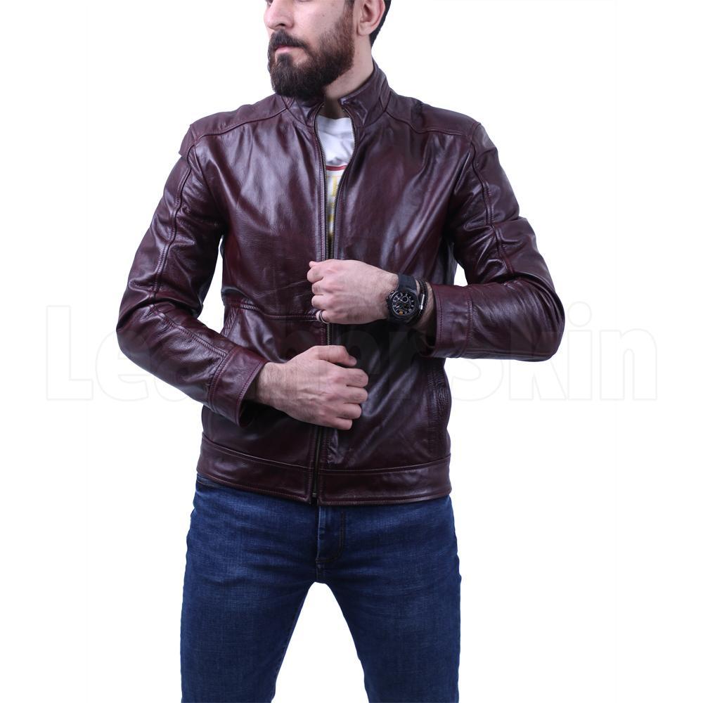 Sterling Dark Maroon Waxed Leather Jacket