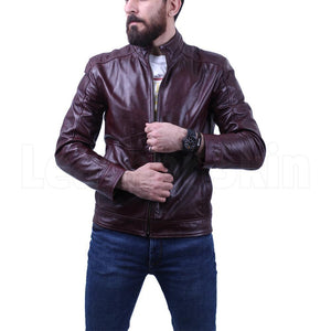 Sterling Dark Maroon Waxed Leather Jacket