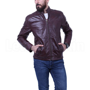 Sterling Dark Maroon Waxed Leather Jacket
