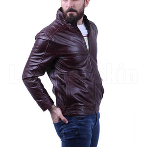 Sterling Dark Maroon Waxed Leather Jacket