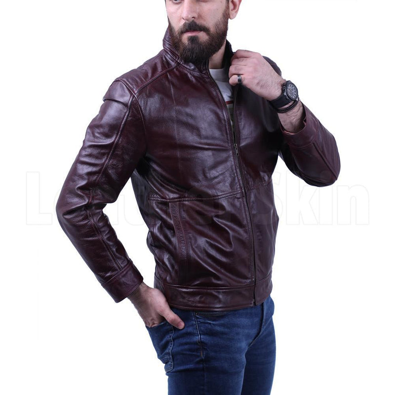 Sterling Dark Maroon Waxed Leather Jacket