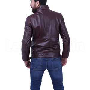 Sterling Dark Maroon Waxed Leather Jacket