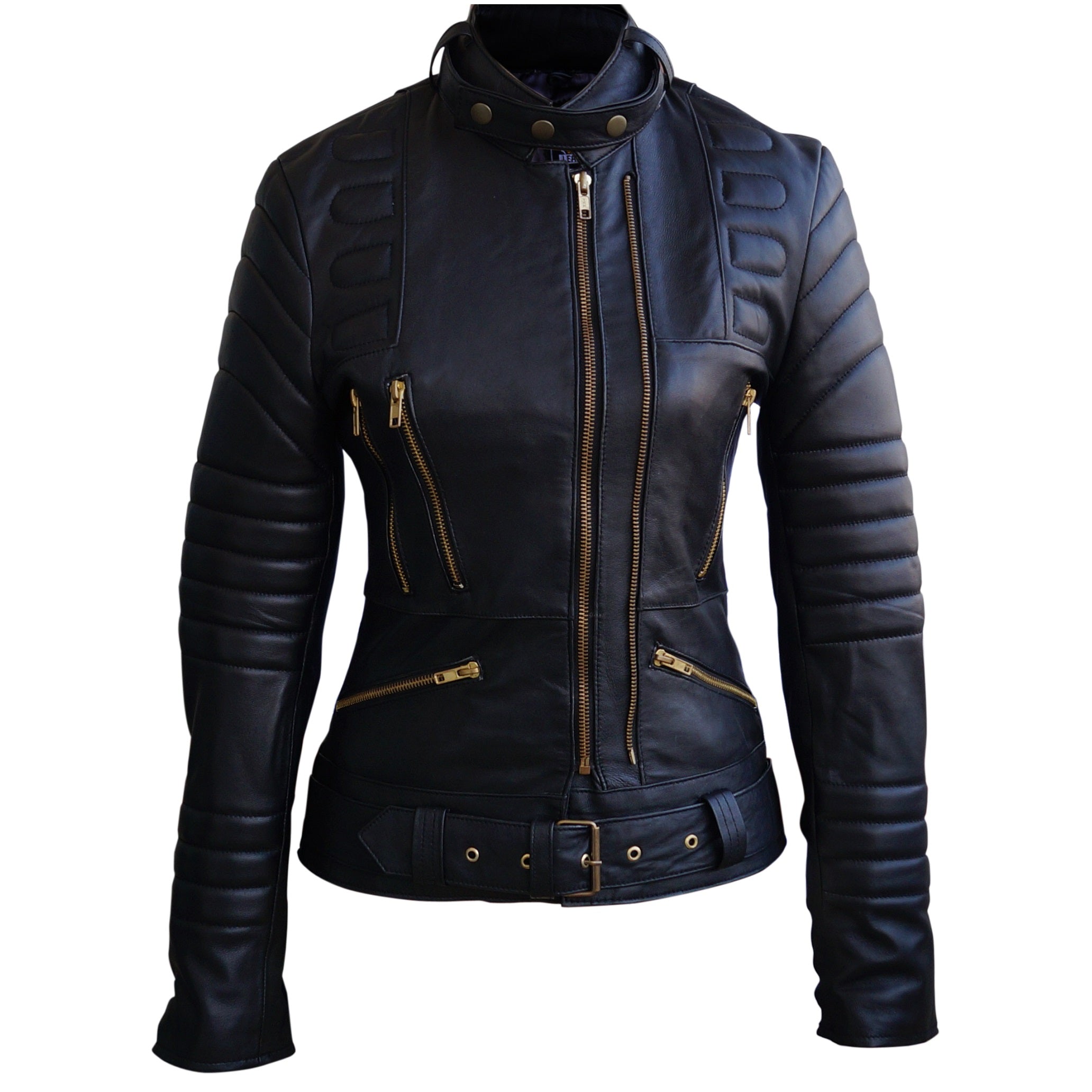 Zoe Black Leather Moto Jacket Women's