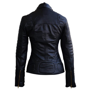 Zoe Black Leather Moto Jacket Women's