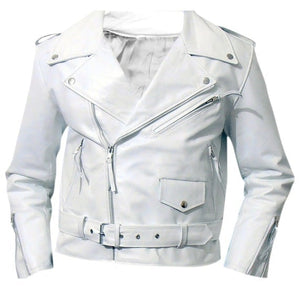 Stella White Leather Motorcycle Jacket