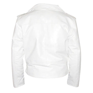 Stella White Leather Motorcycle Jacket