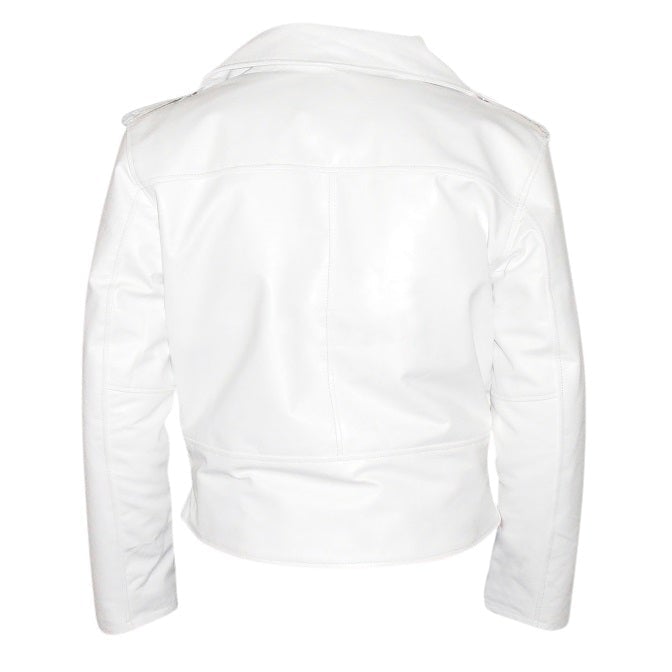Stella White Leather Motorcycle Jacket