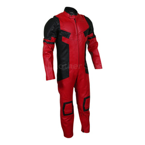 Grayson Men's Red and Black Motorcycle Padded Leather Suit