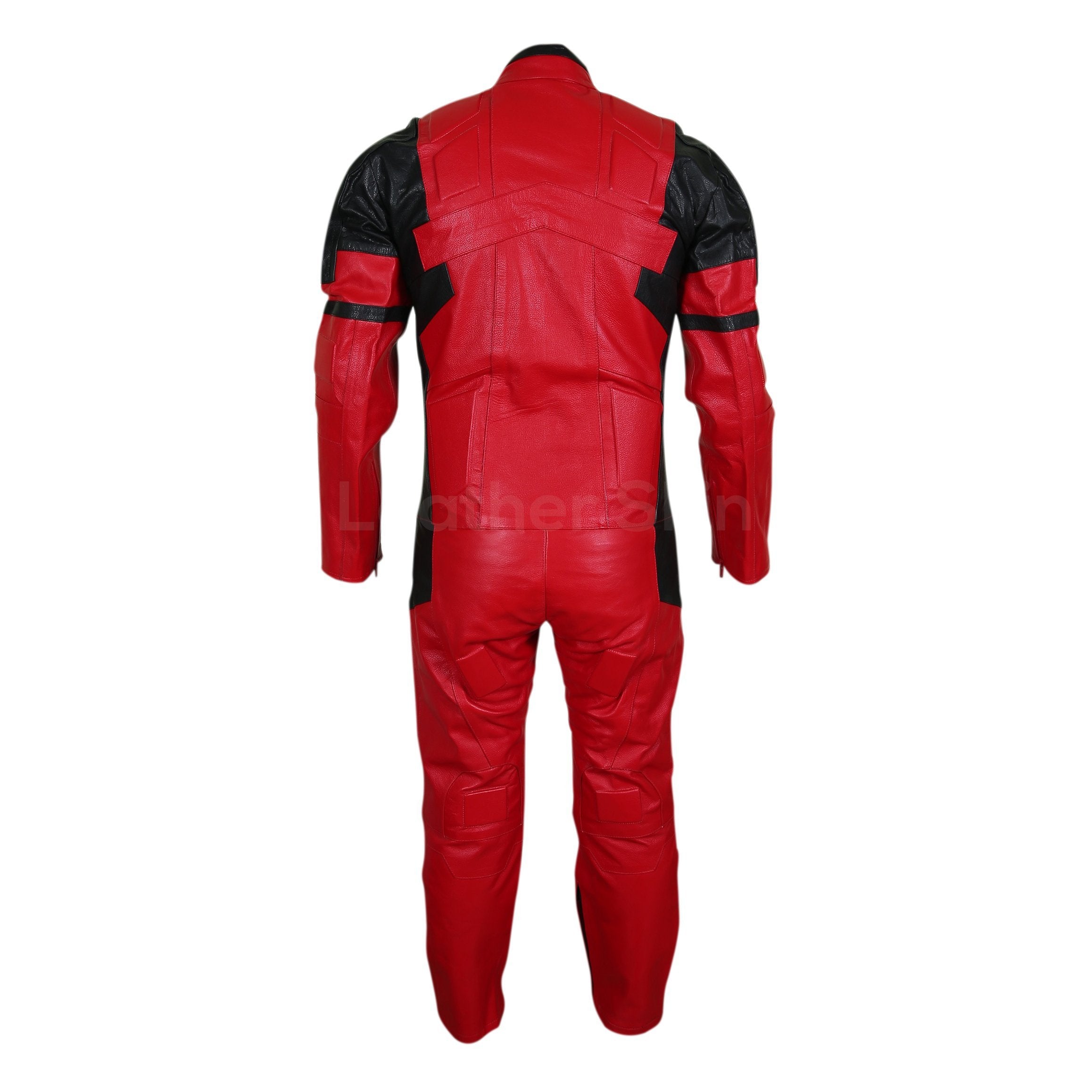 Grayson Men's Red and Black Motorcycle Padded Leather Suit