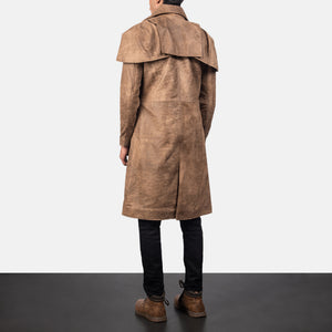 Silas Men's Brown Leather Military Duster