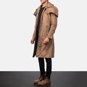 Silas Men's Brown Leather Military Duster