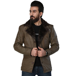 Dorian Men's Army Green Leather Jacket