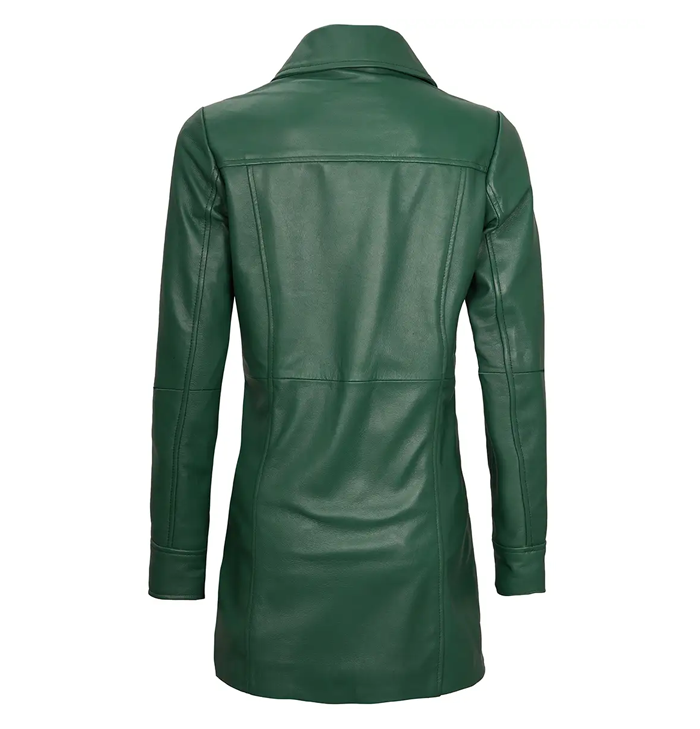 Seraphina Women’s Green Leather Car Coat