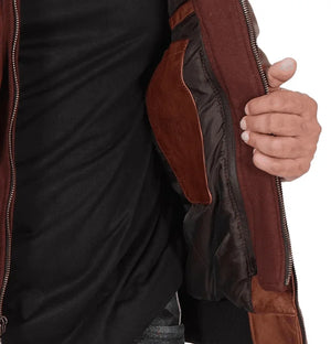 Ranger Men’s Brown Hooded Leather Bomber Jacket