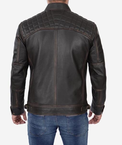 Claude Men's Distressed Brown Leather Biker Jacket