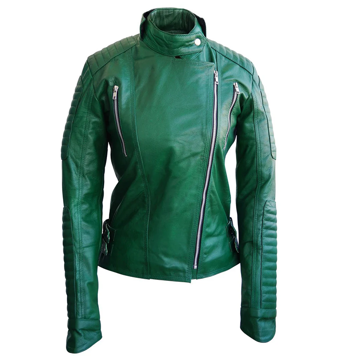 Daisy Womens Emerald Green Biker Jacket