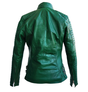 Daisy Womens Emerald Green Biker Jacket