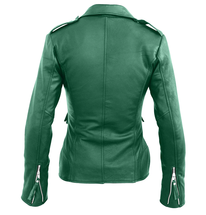 Emerald Women’s Green Leather Motorcycle Jacket