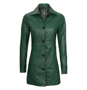 Seraphina Women’s Green Leather Car Coat