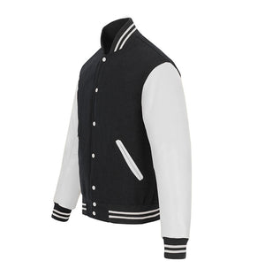 Larry Mens Black and White Wool Baseball Jacket