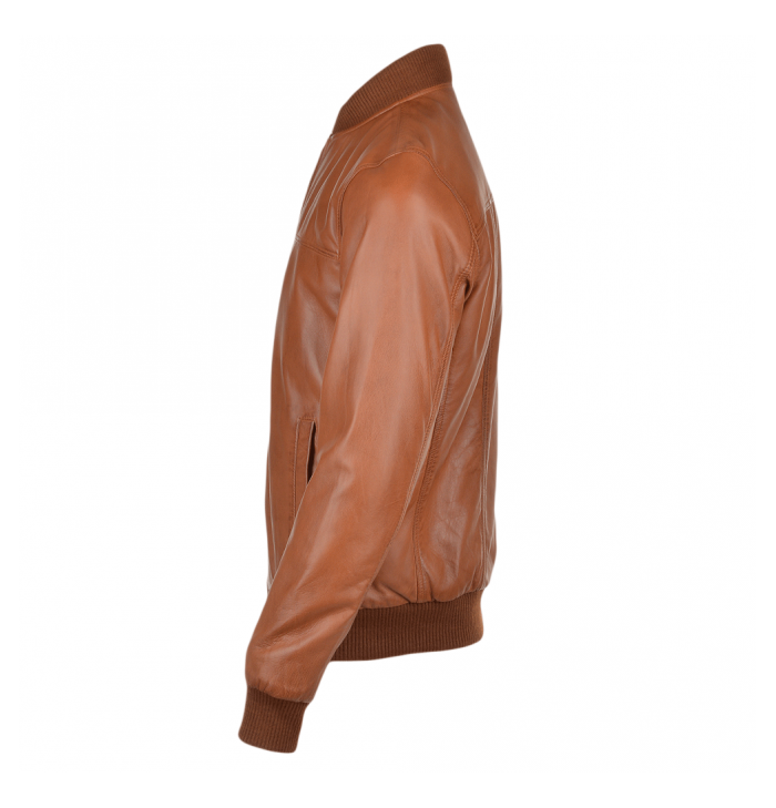 Sebastian Mens Tan Leather Bomber Jacket