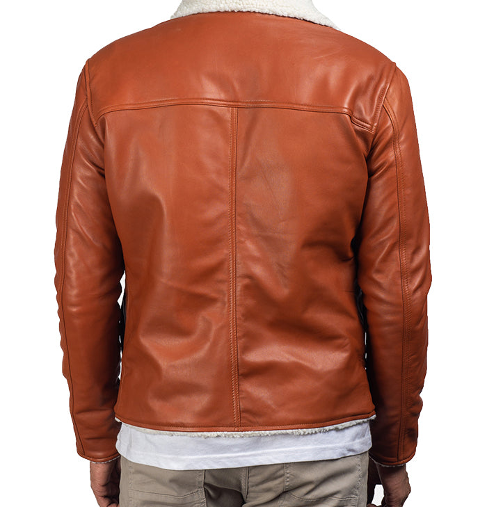 Theodore Men’s Tan Shearling Aviator Leather Jacket