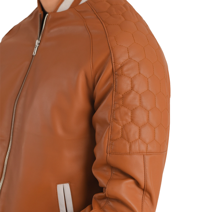 Oliver Men’s Tan Brown Leather Baseball Jacket