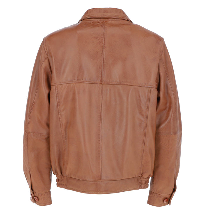 Nathaniel Mens Tan Shirt Style Leather Jacket