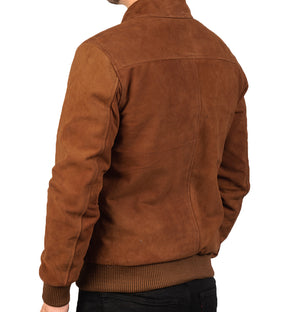 Jameson Men’s Tan Suede Leather Bomber Jacket