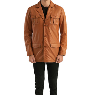 Felix Men’s Classic Tan Brown Leather Blazer