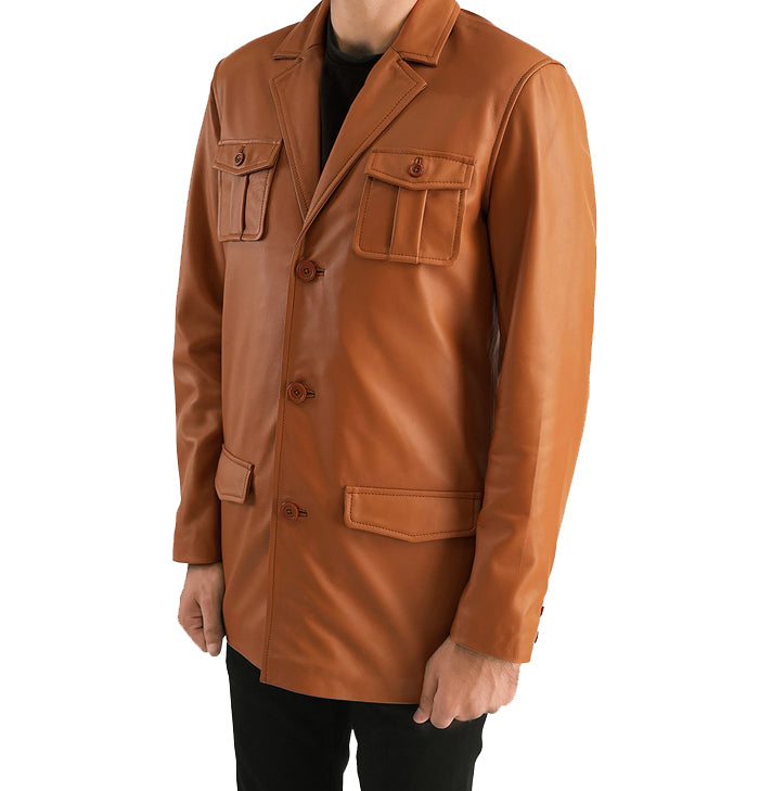 Felix Men’s Classic Tan Brown Leather Blazer