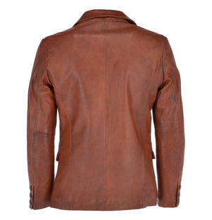 Julian Men’s Two-Button Tan Leather Blazer