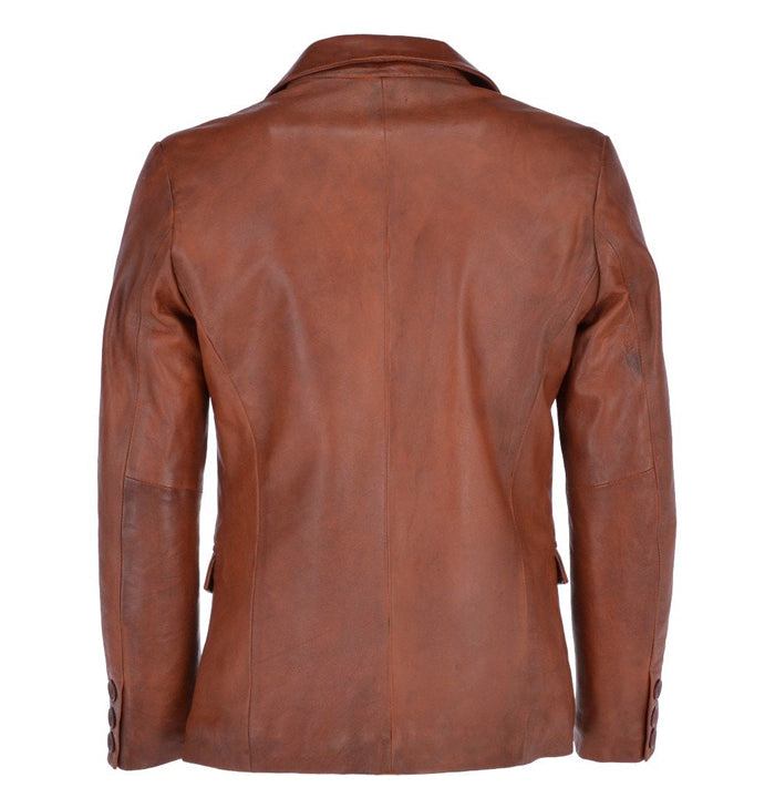 Julian Men’s Two-Button Tan Leather Blazer