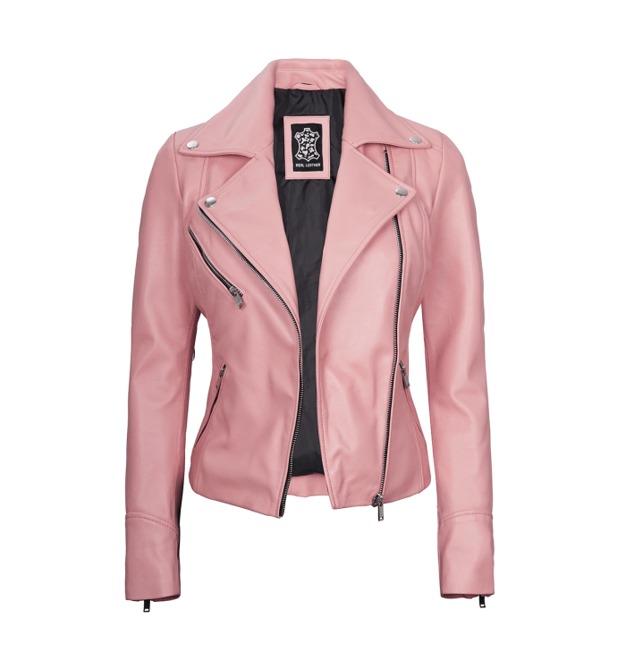 Fuchsia Women’s Pink Motorcycle Leather Jacket