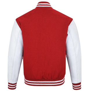 Cooper Mens Red and White Wool Baseball Jacket