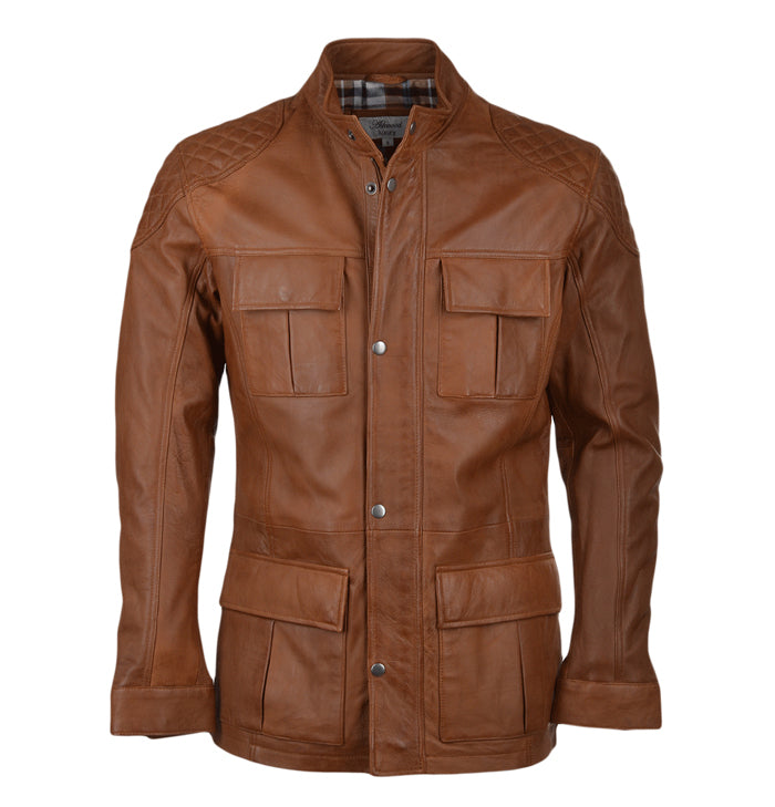 Reginald Classic Mens Tan Leather Jacket