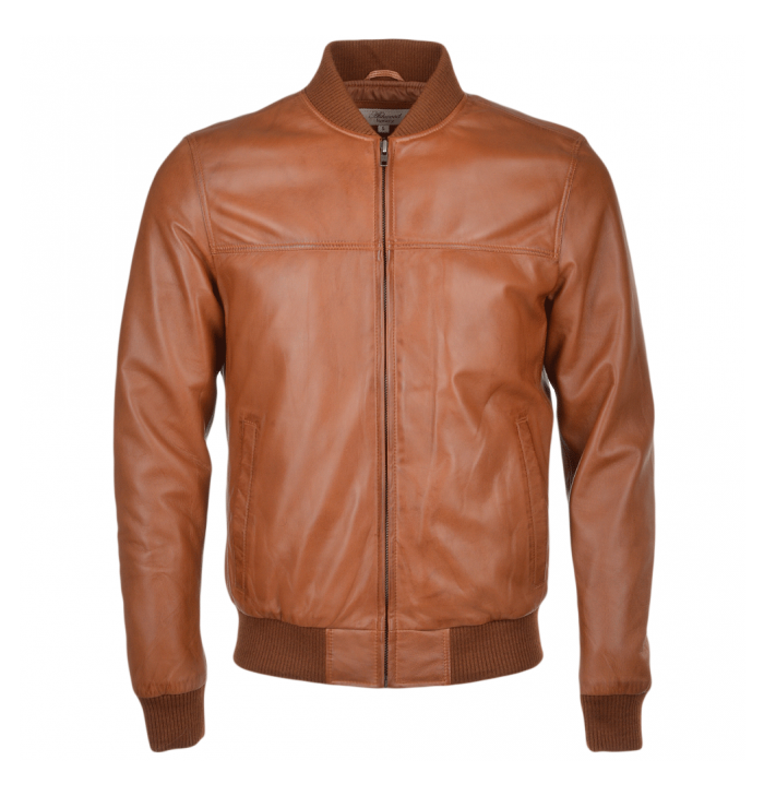 Sebastian Mens Tan Leather Bomber Jacket