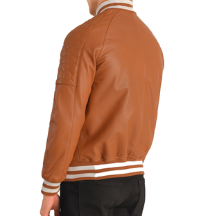 Oliver Men’s Tan Brown Leather Baseball Jacket