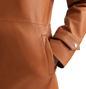 Alistair Men’s Tan Brown Leather Car Coat