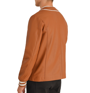 Maxwell Tan Brown Real Leather Men’s Varsity Jacket