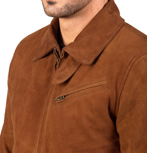 Jameson Men’s Tan Suede Leather Bomber Jacket